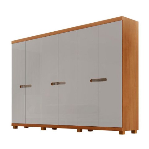 Guarda Roupa Casal Paris Mdf 6 Portas e 6 Gavetas com Pés Moderna Mobília