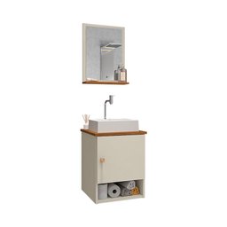 Conjunto de Banheiro com Gabinete 1 Porta e 1 Espelheira Lima - 1