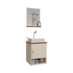 Conjunto de Banheiro com Gabinete 1 Porta e 1 Espelheira Lima