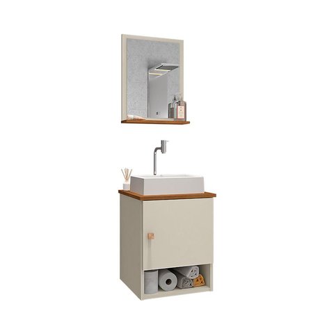 Conjunto de Banheiro com Gabinete 1 Porta e 1 Espelheira Lima