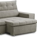 Ver imagem 6 de Sofá Retrátil Reclinável para Sala 3 Lugares 240cm Neruda F04 Veludo Marrom Claro - Lyam Decor