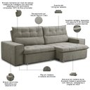 Ver imagem 3 de Sofá Retrátil Reclinável para Sala 3 Lugares 240cm Neruda F04 Veludo Marrom Claro - Lyam Decor