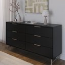 Ver imagem 4 de Cômoda 6 Gavetas Yves 135 cm Rack Sala de Estar - Preto Fosco