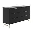 Ver imagem 1 de Cômoda 6 Gavetas Yves 135 cm Rack Sala de Estar - Preto Fosco