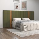 Ver imagem 1 de Cabeceira Casal Estofada para Cama 2,75m Dalla Costa Mdf Cor:freijó com Verde