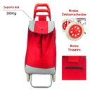 Ver imagem 2 de Carrinho de Compra Feira Dobrável 30kg Com Rodinhas:Vermelho