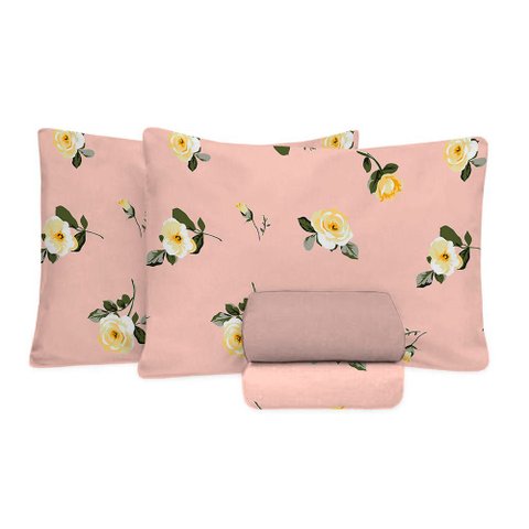 Jogo de Cama King Size Algodão 150 Fios 4 Peças Estampado