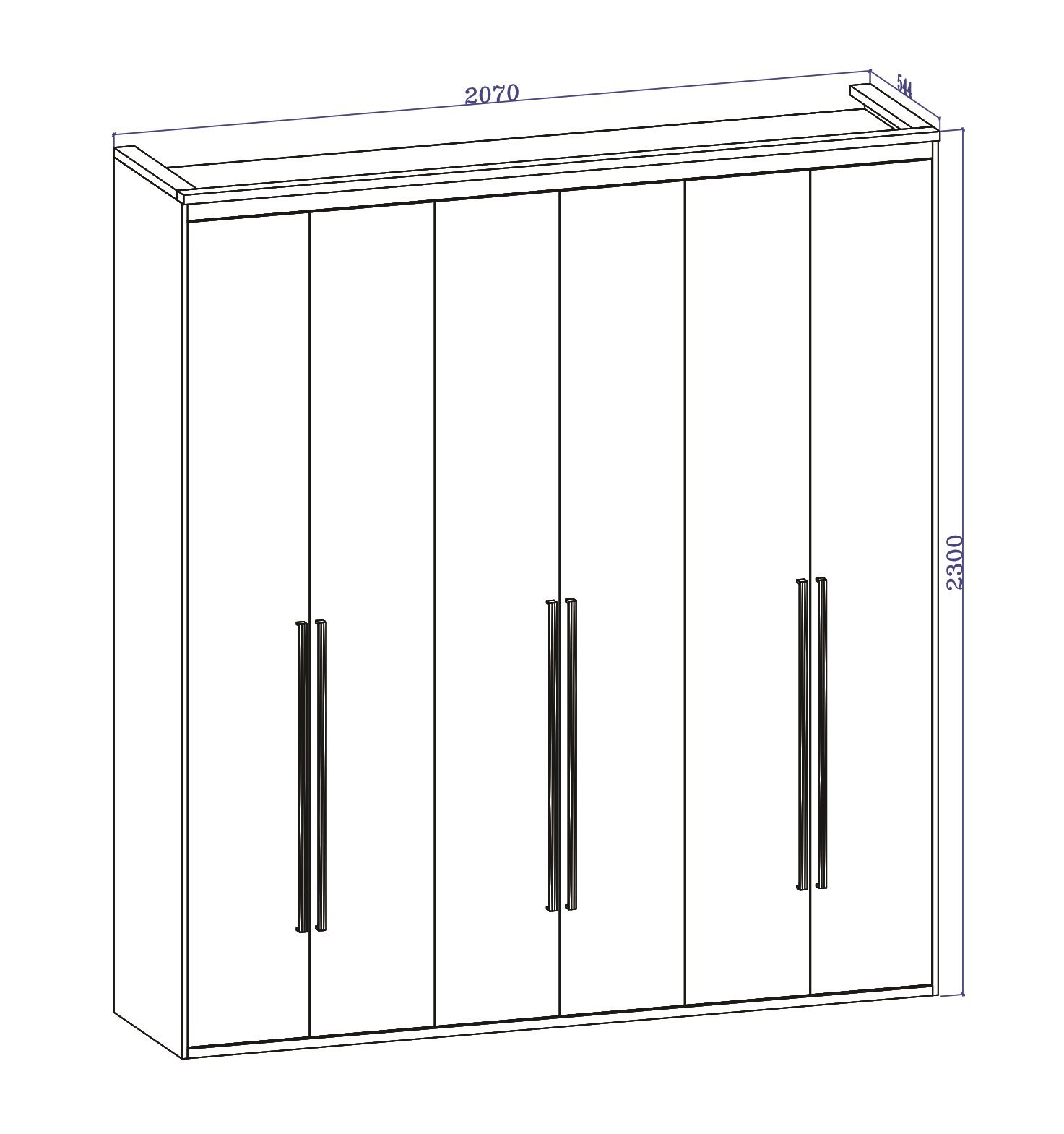 Guarda Roupa Casal 6 Portas com Espelho MDF Originale 2,07 m Belmax:Branco - 6