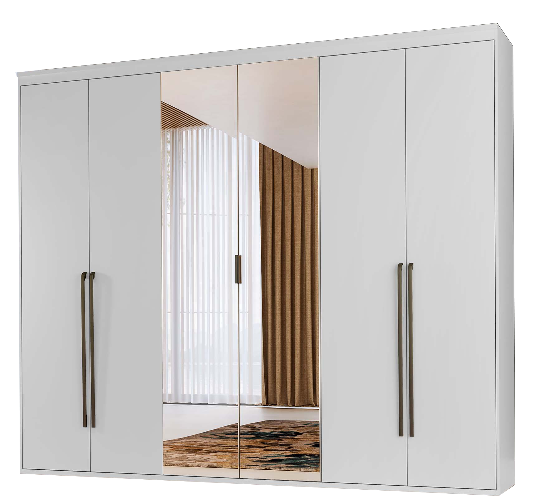 Guarda Roupa Casal 6 Portas com Espelho MDF Originale 2,07 m Belmax:Branco - 3