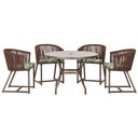 Ver imagem 1 de Mesa com 4 Cadeiras de Jantar Roma 100cm e Noronha em Aluminío Marrom Corda Nautica Estofado 5 Trama