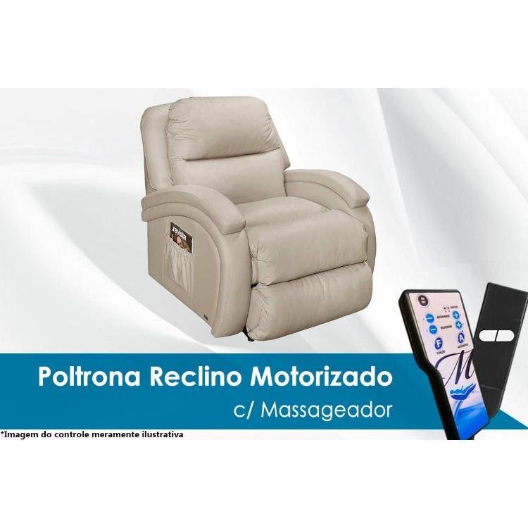 Poltrona Reclinável p/ Sala Divino Urbany Zero Wall Motorizada c/ Vibro Massagem Giro. Balanço Coura