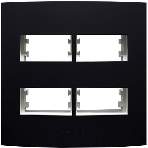 Placa 4x4 com Suporte para 4 Módulos Distanciados Inova Pro Class Alumbra Preto/Ébano