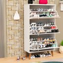 Ver imagem 1 de Sapateira Branca com 3 Portas Basculantes e Pés Retrô