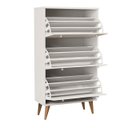 Ver imagem 3 de Sapateira Branca com 3 Portas Basculantes e Pés Retrô