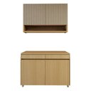 Ver imagem 3 de Cozinha Completa Modulada 2 Peças 4 Portas 2 Gavetas 100% MDF Simone Mendes Marrom/Carvalho/Greige