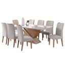 Ver imagem 2 de Conjunto Sala de Jantar 8 Lugares Retangular Tampo de Vidro/MDF Atlantis