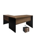 Ver imagem 1 de Mesa de Escritório em L Cor Nature/preto (mesa Reta 1,50m + Mesa Auxiliar) C/ 02 Gavetas Incoflex
