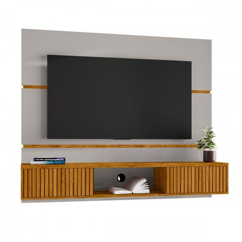 Painel para Tv até 60 Polegadas 2 Portas Dominique Ripado Off-white/naturalle - Pnr Móveis