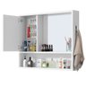 Espelheira Armário Aéreo Branco para Banheiro com Espelho, Porta Escova e Prateleira Boxdecor - 4