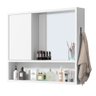 Espelheira Armário Aéreo Branco para Banheiro com Espelho, Porta Escova e Prateleira Boxdecor - 3