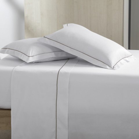 Jogo de Cama 4 Peças 300 Fios Algodão Branco/Fend Festonê Lázio Kacyumara - Casa k