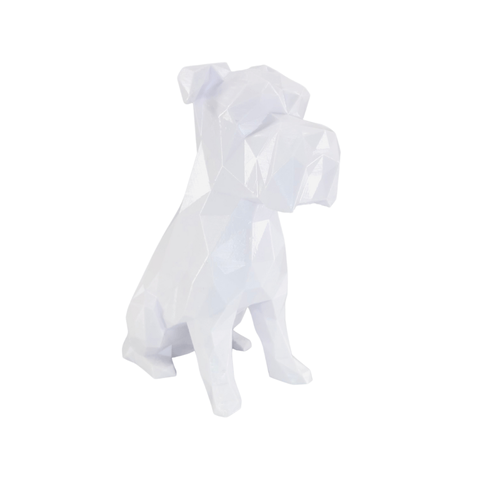 Schnauzer Sentado Miniatura Geométrico Decoração 3d:branco