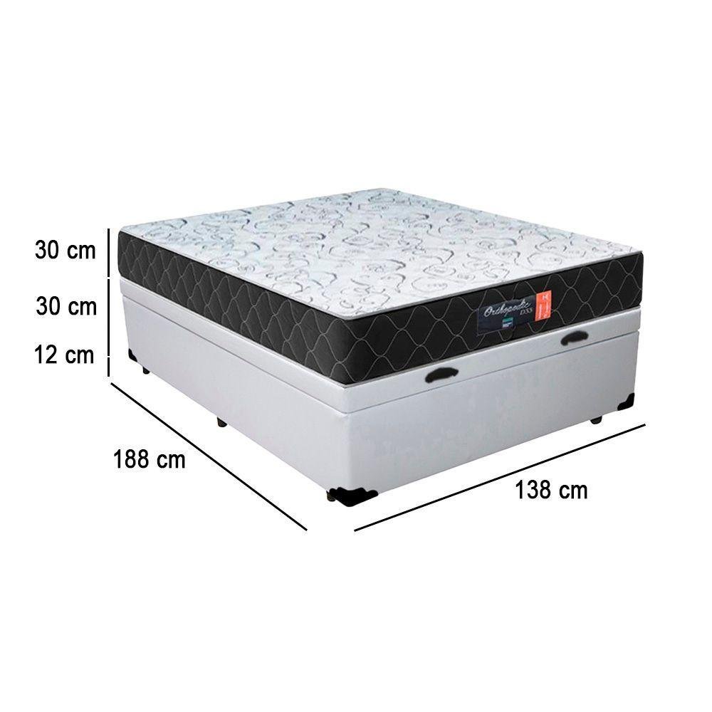 Cama Box Baú Casal + Colchão Semi Ortopédico Extra Firme Espuma D33 Prime Colchões 138x188x72 - 7