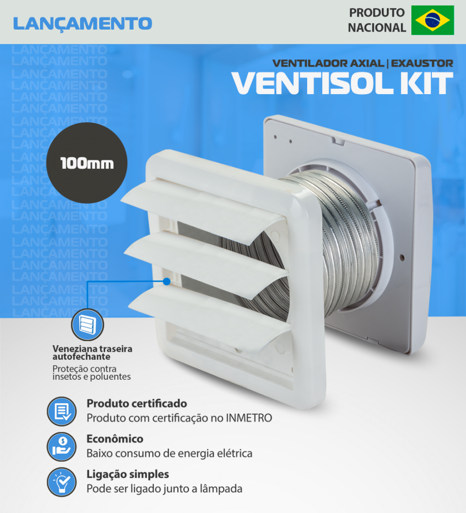 Exaustor Kit Ventilador Axial Kexb 100mm 127v - Ventisol - 8