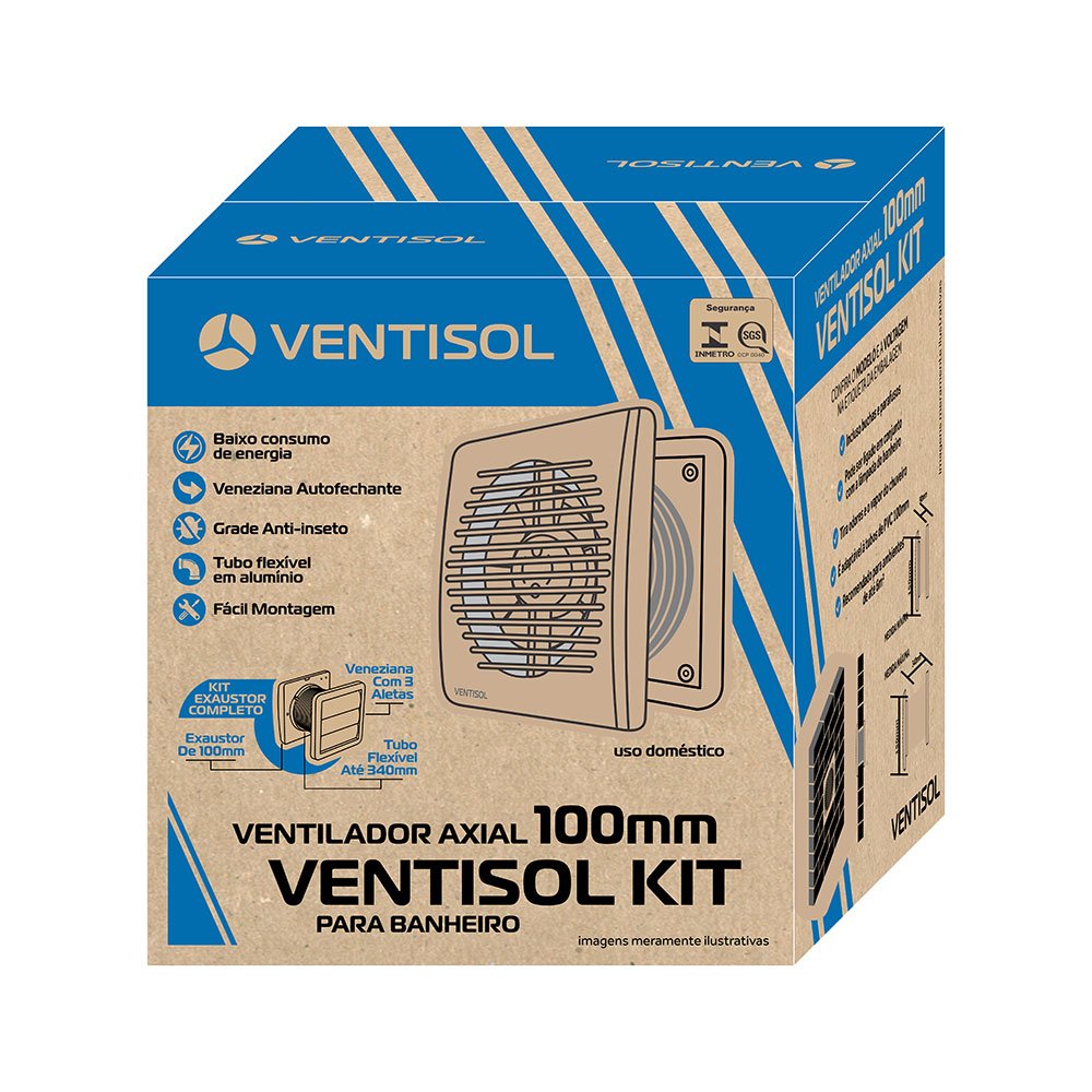 Exaustor Kit Ventilador Axial Kexb 100mm 127v - Ventisol - 10