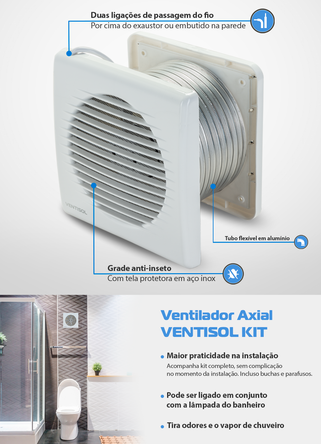 Exaustor Kit Ventilador Axial Kexb 100mm 127v - Ventisol - 9