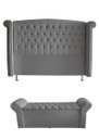 Ver imagem 1 de Kit Realeza Cabeceira de Cama Box e Calçadeira Baú Queen 160 Cm Suede Prata do Lar Móveis