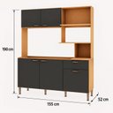 Ver imagem 3 de Cozinha Compacta 155 cm com Tampo 1 Gaveta 5 Portas com Nicho para Micro-Ondas Cinamomo/Grafite