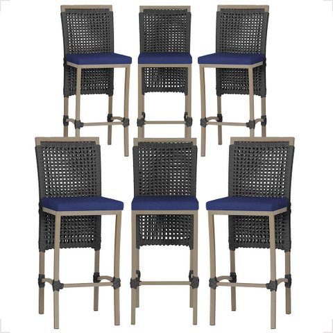 6 Banqueta em Alumínio Roma Fendi Corda Náutica Tecido 10