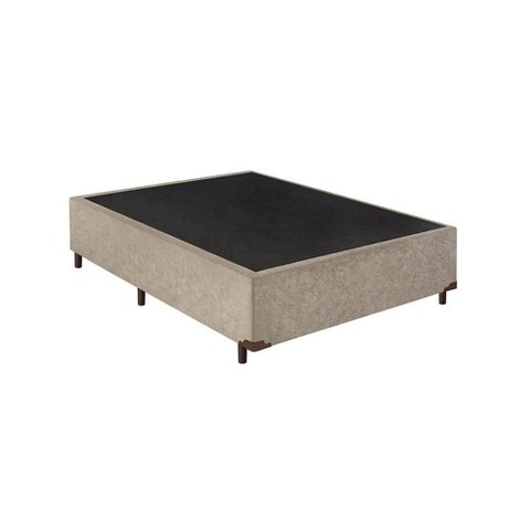 Base Cama Box Casal Suede Bege 40x138x188