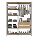Ver imagem 4 de Guarda-roupa Closet Modulado Texas 2 Gavetas 135cm Multimóveis Mp4786 Preto/madeirado