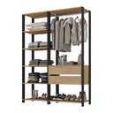 Ver imagem 2 de Guarda-roupa Closet Modulado Texas 2 Gavetas 135cm Multimóveis Mp4786 Preto/madeirado