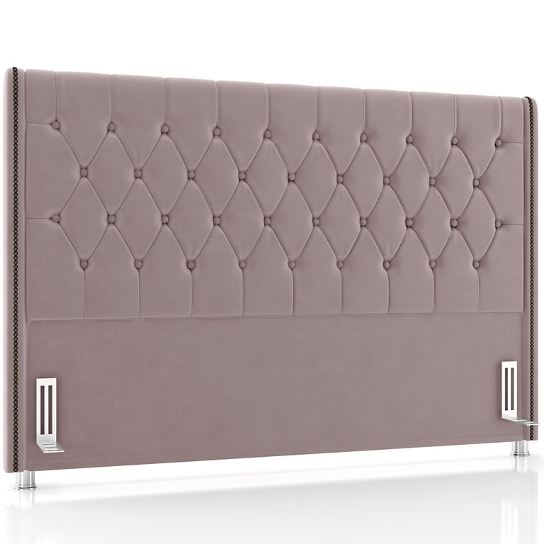 Cabeceira Cama Box Queen 160cm Estofada Frizza P05 Veludo Rosê - Lyam Decor Cabeceira Cama Box Queen 160cm Estofada Frizza P05 Veludo Rosê - Lyam Decor