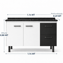 Ver imagem 2 de Gabinete Cozinha Mdf 1,14m com Corrediça Telescópica e 4 Pés:branco/preto