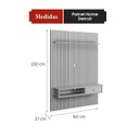 Ver imagem 3 de Painel Ripado para TV até 65 Polegadas MDF 160x220cm Prateleira Nicho e Gaveta Off White e Nature