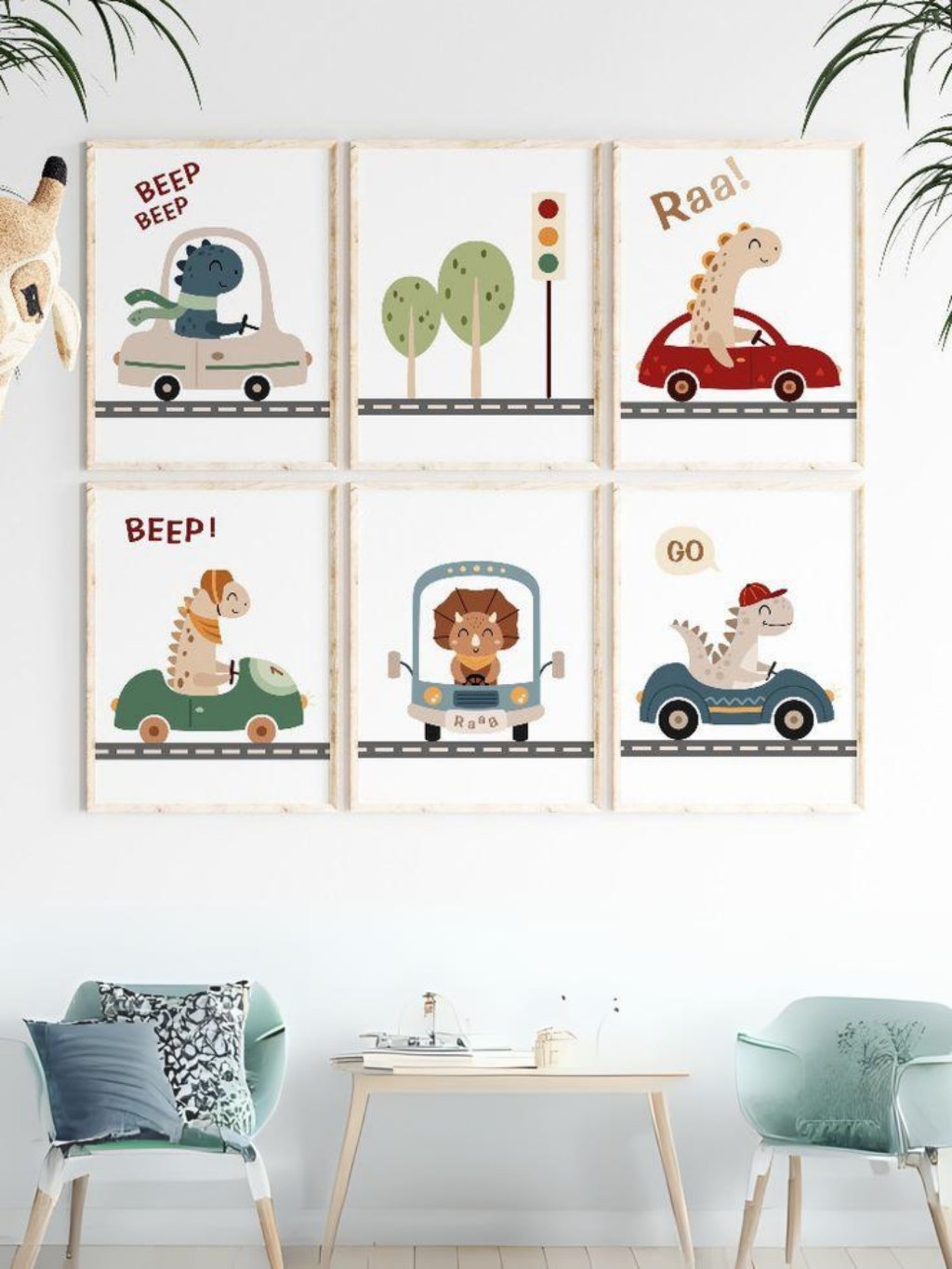 Kit 6 Quadros Decorativos Infantil Animais Safari No4