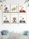 Ver imagem 1 de Kit 6 Quadros Decorativos Infantil Animais Safari No4