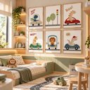 Ver imagem 4 de Kit 6 Quadros Infantil Animais Safari Quarto Bebê 40x60 Moldura Madeira NO4