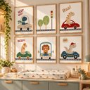 Ver imagem 2 de Kit 6 Quadros Infantil Animais Safari Quarto Bebê 40x60 Moldura Madeira NO4