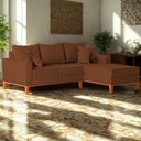 Ver imagem 2 de Sofá 3 Lugares Beny com Chaise Direito Corino Terracota