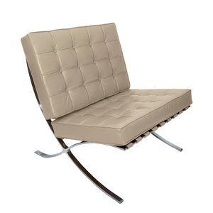 Poltrona Barcelona Base Cromada Couro Natural Legitimo:off-white