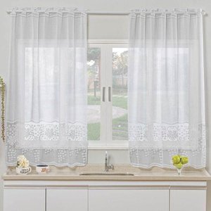 Cortina para Cozinha Renda Uva para Varão Simples 1,20m X 2,50m