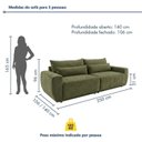 Ver imagem 3 de Sofá Retrátil 4 Lugares 250cm com Almofadas e Base em Madeira Maciça Hope