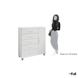 Cômoda Sapateira Gaveteiro Multiuso 1 Porta 5 Gavetas Branco - 5