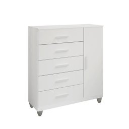 Cômoda Sapateira Gaveteiro Multiuso 1 Porta 5 Gavetas Branco - 2