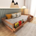 Ver imagem 1 de Cama Infantil Montessoriana Solteiro com Reversiteiro e Organizador Tamiê Marrom/Carvalho Mel